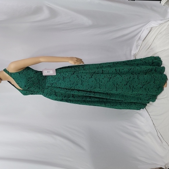 Adrianna Papell Women's Emerald Green Lace Evening Holiday Gown - Picture 11 of 17
